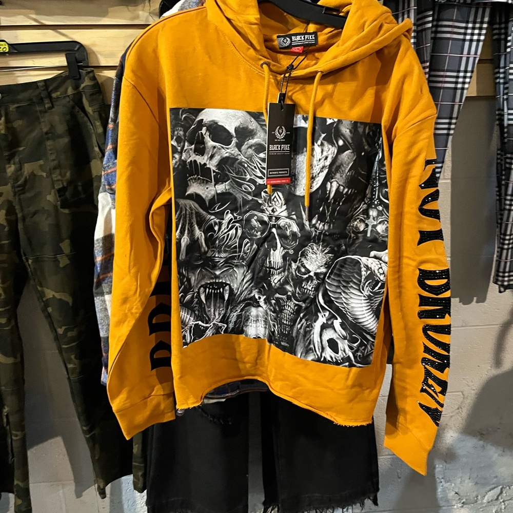 Black Flys Graphic Hoodie in Yellow